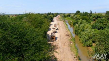 Beyləqanda 36 km-lik avtomobil yolunun tikintisi davam edir VİDEO/FOTO