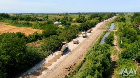 Beyləqanda 36 km-lik avtomobil yolunun tikintisi davam edir VİDEO/FOTO