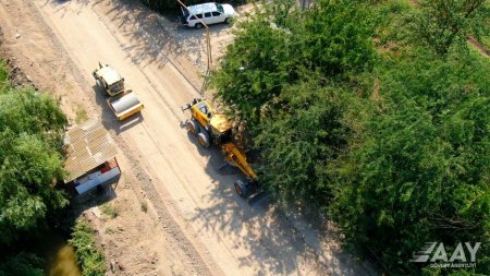 Beyləqanda 36 km-lik avtomobil yolunun tikintisi davam edir VİDEO/FOTO