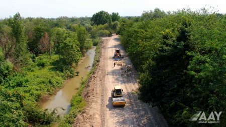 Beyləqanda 36 km-lik avtomobil yolunun tikintisi davam edir VİDEO/FOTO